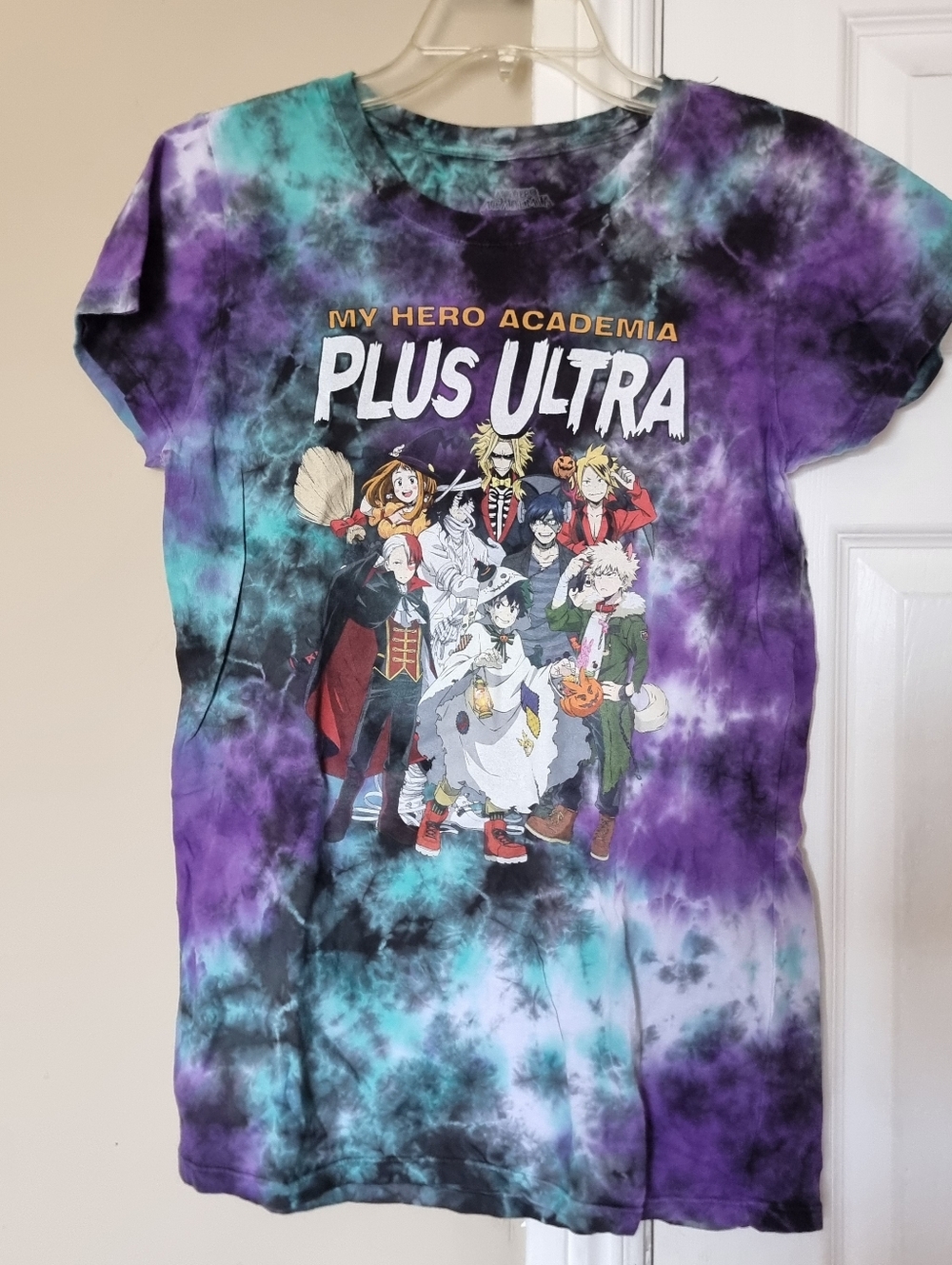 My Hero Academia "Plus Ultra" Tie-Dye Graphic  Womens Tee - Purple & Teal